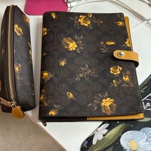 Floral Brown & Mustard Notebook/Organizer coach